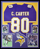 FRAMED MINNESOTA VIKINGS CRIS CARTER AUTOGRAPHED SIGNED JERSEY JSA COA