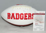 JOE THOMAS AUTOGRAPHED SIGNED WISCONSIN BADGERS WHITE LOGO FOOTBALL JSA