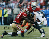 Patrick Willis NaVorro Bowman Signed 49ers 16x20 Photo w/Smash Bros-BAW Hologram