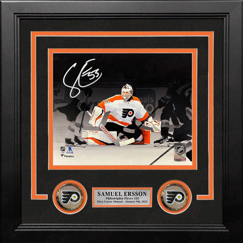 Samuel Ersson 1st Shutout Flyers Autographed 8x10 Framed Blackout Photo JSA PSA