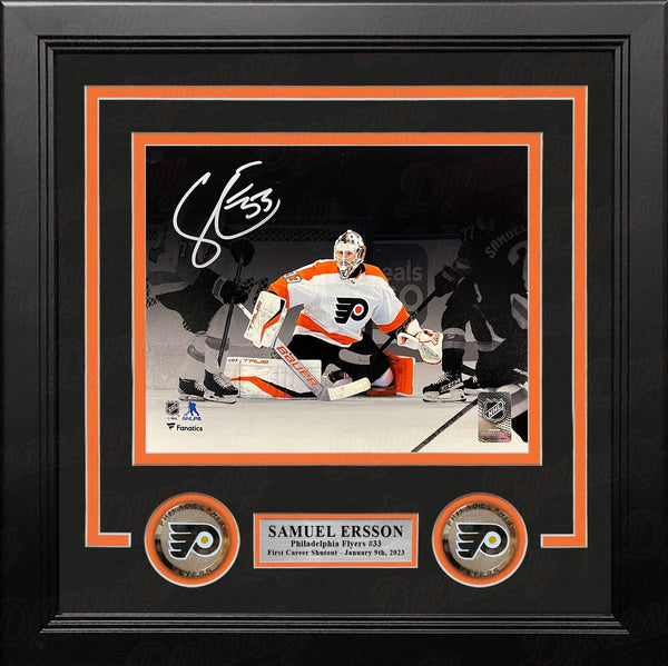 Samuel Ersson 1st Shutout Flyers Autographed 8x10 Framed Blackout Photo JSA PSA