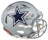 Cowboys Emmitt Smith "Career Stat" Signed F/S Speed Proline Helmet W/ Case BAS W