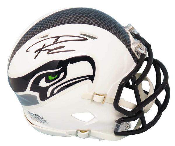 Russell Wilson Signed Seahawks Flat White Matte Riddell Mini Helmet -Wilson Holo