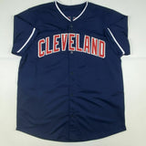 Autographed/Signed SHANE BIEBER Cleveland Blue Baseball Jersey JSA COA Auto