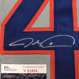 Autographed/Signed JACOB DEGROM New York Grey Baseball Jersey JSA COA Auto