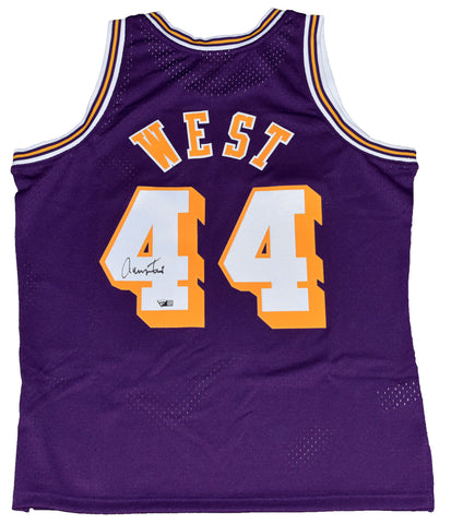 JERRY WEST SIGNED LOS ANGELES LAKERS #44 PURPLE MITCHELL & NESS JERSEY FANATICS