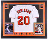 Frank Robinson Signed Orioles 35" x 43" Custom Framed Jersey Inscribed "HOF 82"