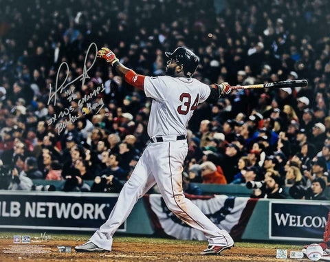 DAVID ORTIZ Autographed "3x WS Champs, HOF 22" 16" x 20" Photo FANATICS LE 1/34