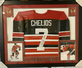 Chris Chelios Signed Chicago Blackhawks 35x43 Framed Throwback Jersey (JSA COA)