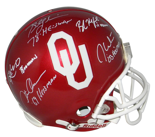 BAKER MAYFIELD KYLER MURRAY BILLY SIMS JASON WHITE OWENS SIGNED OKLAHOMA HELMET