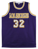 Magic Johnson Authentic Signed Purple Pro Style Jersey BAS Witnessed 2