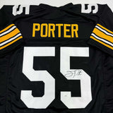 Autographed/Signed Joey Porter Sr. Pittsburgh Black Football Jersey JSA COA #2