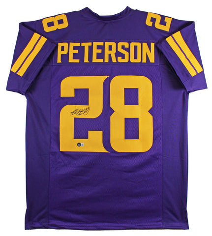 Adrian Peterson Authentic Signed Purple Pro Style Jersey w/ Yellow #'s BAS Wit