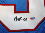 HOUSTON OILERS MIKE MUNCHAK AUTOGRAPHED BLUE JERSEY "HOF 2001" PSA/DNA 99428