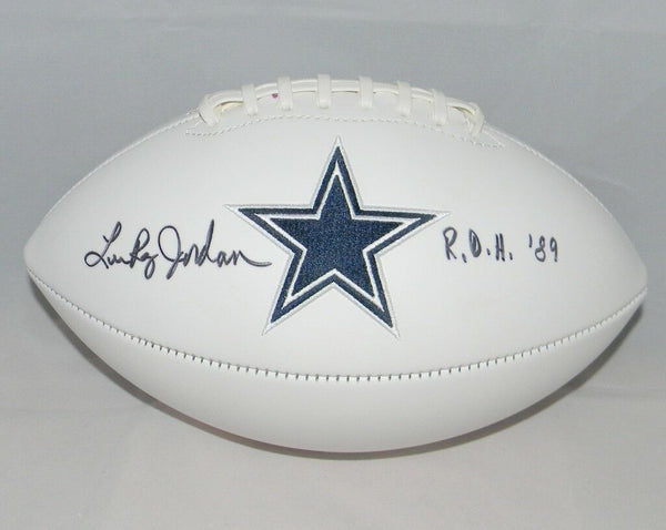 LEE ROY JORDAN AUTOGRAPHED SIGNED DALLAS COWBOYS WHITE LOGO FOOTBALL W/ ROH 89