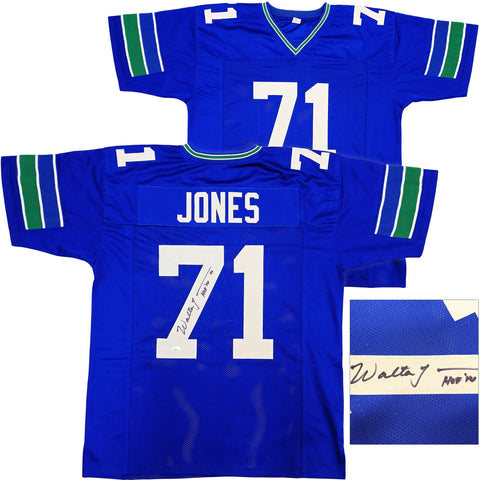 SEATTLE SEAHAWKS WALTER JONES AUTOGRAPHED BLUE JERSEY "HOF 14" JSA STOCK #234535