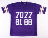 Vikings "Purple People Eaters" Jersey Signed by Page, Eller, Marshall, & Larsen