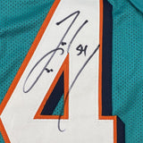 Autographed/Signed Zach Thomas Miami Teal Football Jersey JSA COA Auto