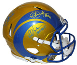 Dickerson, Faulk & Bettis Signed Rams Authentic Flash Helmet HOF Beckett 35327