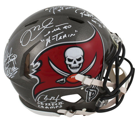 Bucs SB 37 Sapp, Brooks, Alstott, Lynch +1 Signed F/S Speed Proline Helmet BAS W