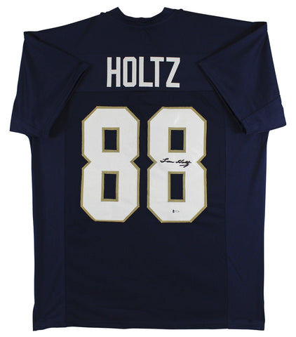 Notre Dame Lou Holtz Authentic Signed Navy Blue Pro Style Jersey BAS Witnessed