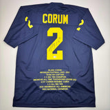 Autographed/Signed Blake Corum Michigan Blue Stat College Jersey Beckett COA