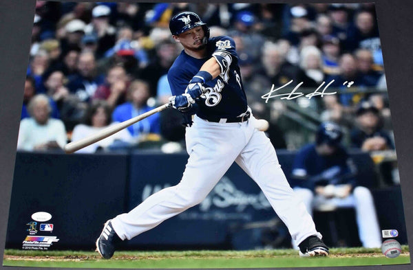 KESTON HIURA SIGNED AUTOGRAPHED MILWAUKEE BREWERS 16x20 PHOTO JSA