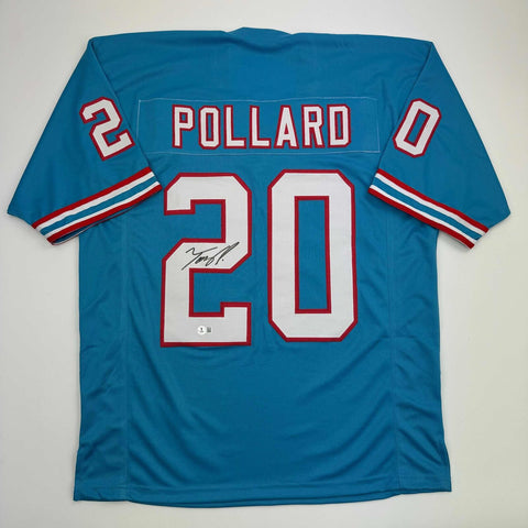 Autographed/Signed Tony Pollard Tennessee Retro Blue Football Jersey Beckett COA