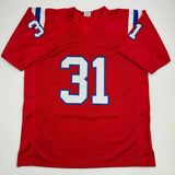 Autographed/Signed Jonathan Jones New England Red Football Jersey JSA COA