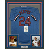 FRAMED Autographed/Signed WHITEY HERZOG 33x42 St. Louis Blue Jersey JSA COA Auto