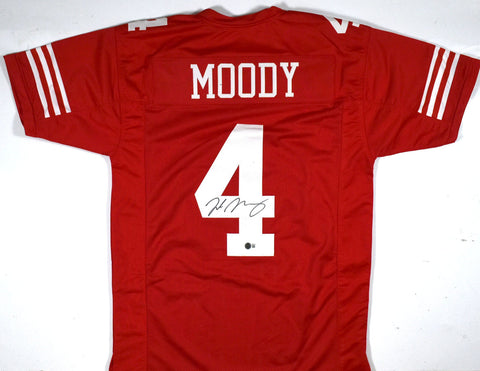 Jake Moody Autographed Red Pro Style Jersey - Beckett W Hologram *Black