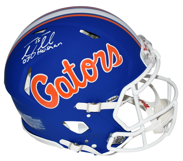 TIM TEBOW SIGNED FLORIDA GATORS BLUE AUTHENTIC SPEED HELMET W/ 07 HEISMAN