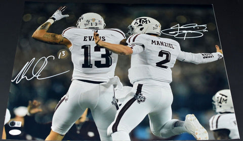 MIKE EVANS & JOHNNY MANZIEL SIGNED TEXAS A&M AGGIES 16x20 PHOTO BECKETT