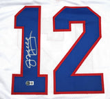 Jim Kelly Autographed White Pro Style Jersey-Beckett W Hologram *Silver *1