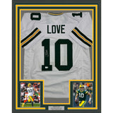 Framed Autographed/Signed Jordan Love 35x39 Green Bay White Jersey Beckett COA