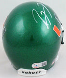 Ray Lewis Autographed Miami Hurricanes Green Schutt Mini Helmet- Beckett W Holo