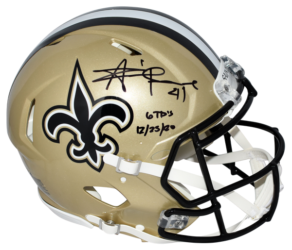 ALVIN KAMARA SIGNED NEW ORLEANS SAINTS AUTHENTIC SPEED HELMET W/ 6 TDS 12/25/20