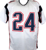 Ty Law Signed New England Patriots White Jersey (Beckett) 3xSuper Bowl Champion