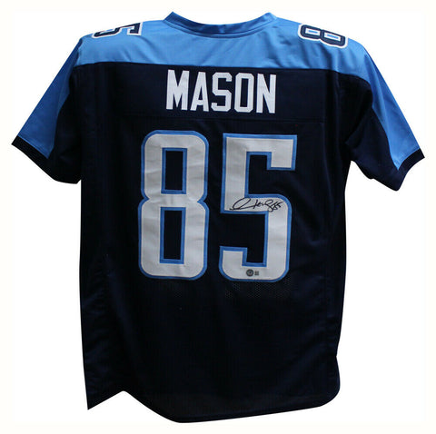 Derrick Mason Autographed/Signed Pro Style Blue XL Jersey Beckett 35520