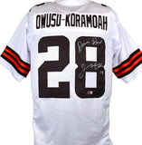 Jeremiah Owusu-Koramoah Signed White Pro Style Jersey w/Dawg Pound- BAW Holo