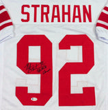 Michael Strahan Signed White Pro Style Jersey w/SB Champs - Beckett W Auth *9