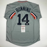 Autographed/Signed JIM BUNNING Detroit Grey Baseball Jersey JSA COA Auto