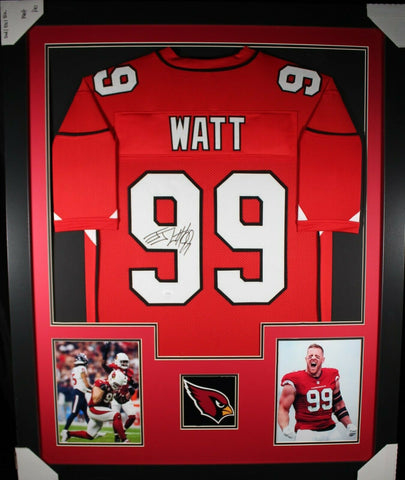 J.J. JJ WATT (Cardinals red TOWER) Signed Autographed Framed Jersey JSA