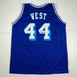 Autographed/Signed JERRY WEST Los Angeles LA Blue Retro Jersey JSA COA Auto