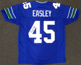 SEATTLE SEAHAWKS KENNY EASLEY AUTOGRAPHED BLUE JERSEY MCS HOLO STOCK #165117