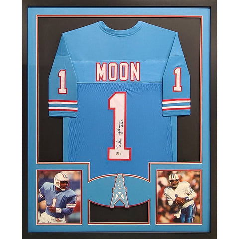 Warren Moon Autographed Signed Framed Houston Oilers Jersey BECKETT