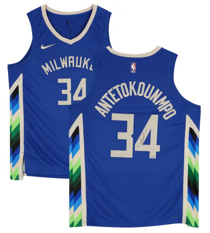 GIANNIS ANTETOKOUNMPO Bucks 2022-23 Autographed City Edition Jersey FANATICS