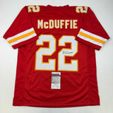 Autographed/Signed Trent McDuffie Kansas City Red Football Jersey JSA COA