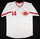 Pete Rose Signed Cincinnati Reds Career Highlight Stat White Jersey (JSA COA)