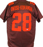 Jeremiah Owusu-Koramoah Autographed Brown Pro Style Jersey- Beckett W Hologram